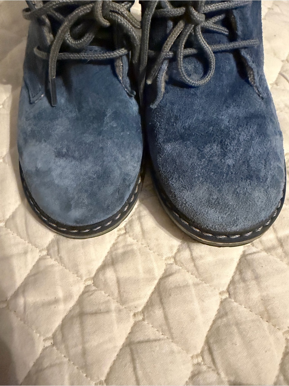 Kids Blue Suede Winter Boots with Faux Fur Lining - Picture 7 of 8